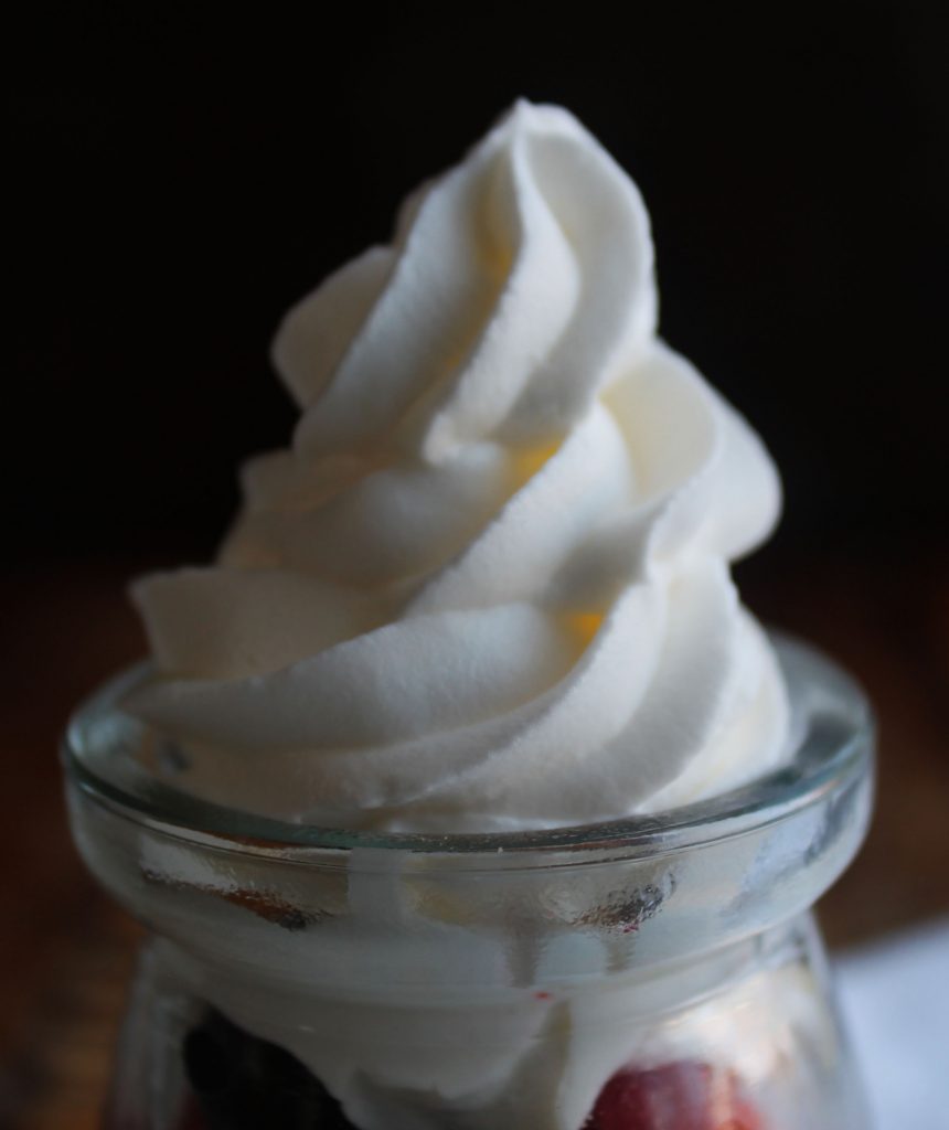 sweetened whipped cream close up