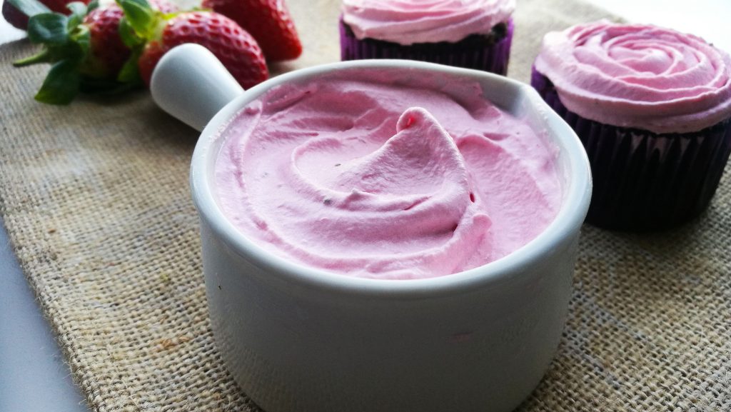 strawberry whipped cream in tub